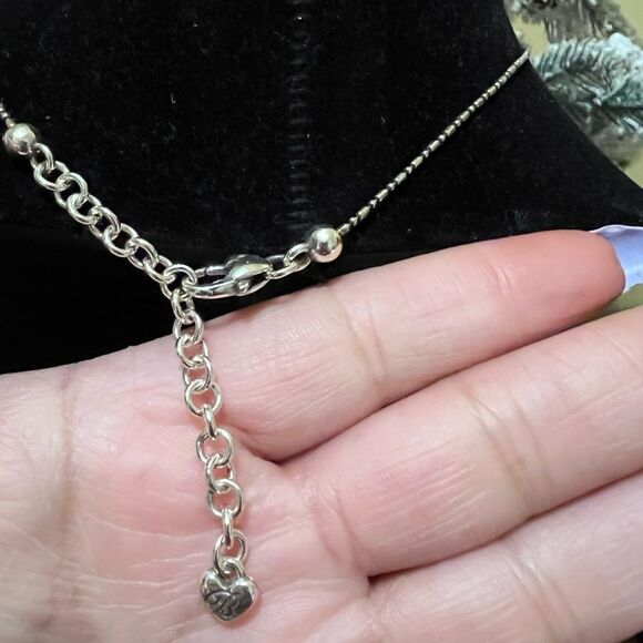 Brighton Pebble Pave Mini Double Ring Crystal Silver Necklace - Picture 3 of 3